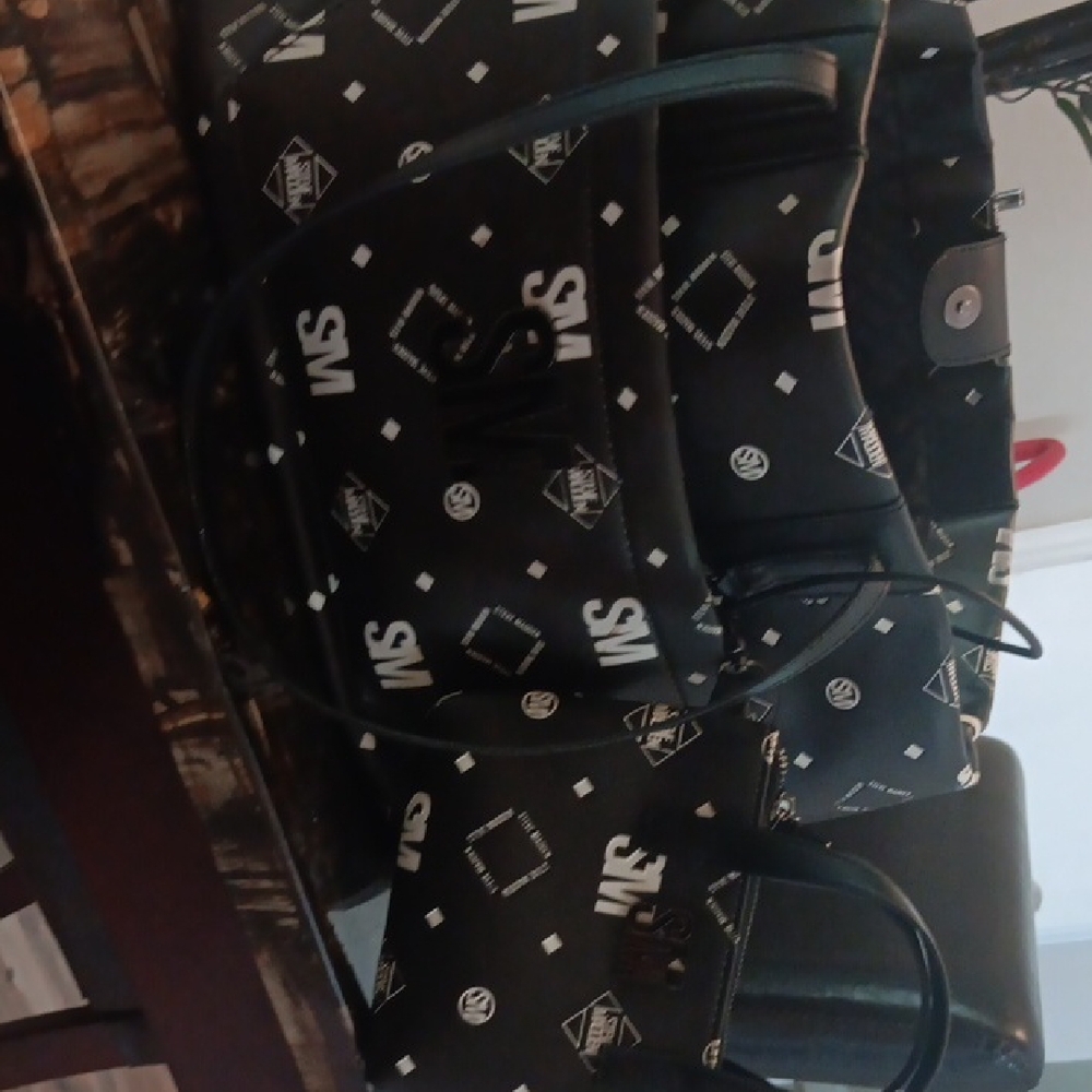 Stylish Black Patterned Men's Bag Set